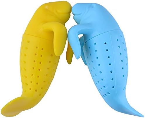 WILKER Tea Infuser Loose Leaf Silicone Tea Bags Manatee Shape Strainer Diffuser 2 Set for Home or Office