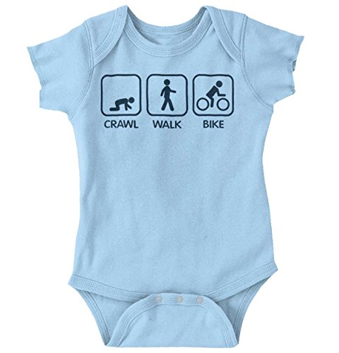 Crawl Walk Bike Cute Funny Biking Hobby Race Bicycle Baby Onesie Bodysuit