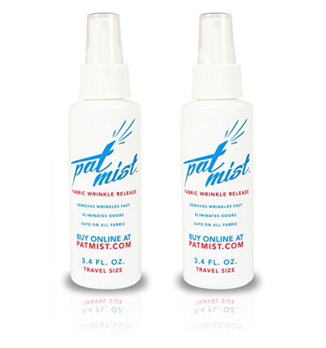 Pat Mist Wrinkle Release Spray (Travel Size, 2-pack, 3.4 Oz. Bottles), Travel Size , Fresh Laundry Scent, Wrinkle + Odor Remover + Fabric Refresher + Ironing Spray, Fast Drying, Best Wrinkle Spray (2)