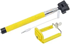 Extendable Selfie Stick Wired Phone Holder Remote Shutter Monopod iPhone Android-Yallow