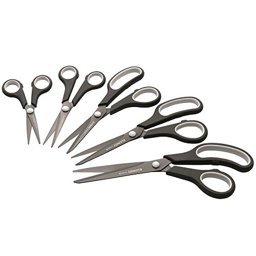 KUONIIY Scissors Set of 5 Soft Comfort-Grip Handles Sharp Titanium Blades - Thumbnail 3