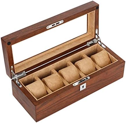 DOSNVG Solid Wood Watch Box Organizer with Lock and Glass Top for Travel or Shop Window Display Jewelry Collection by Case Elegance