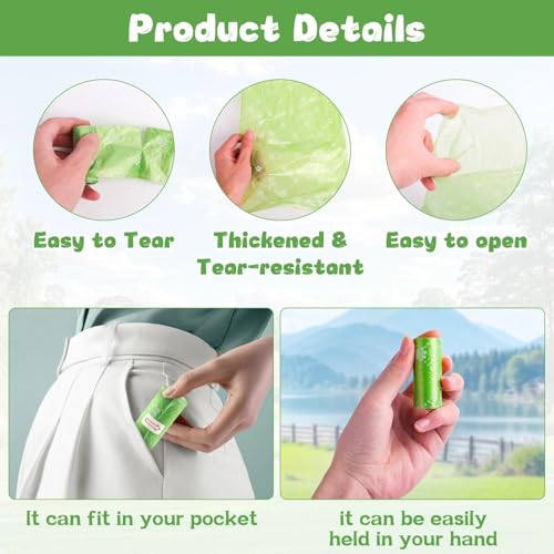 570 Pcs Dog Poop Bags, 6 Colours, Biodegradable, Leak Proof Dog Bags, Dog Poop Bag for Outdoor Use, Easy Opening, for Dogs and Pets, 22 x 32 cm (38 Rolls, 15 per Roll)