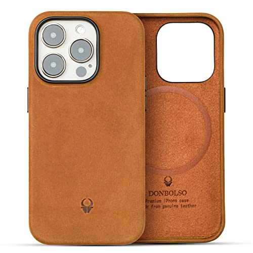 DONBOLSO Compatible with iPhone 13 Pro Leather Case - Slim Fit-Precision Crafted Premium Phone Cover - Anti Slip - Protects Your Phone with Anti Scratch Microfiber Lining - Vintage Brown