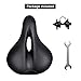 TONBUX Most Comfortable Bicycle Seat, Bike Seat Replacement with Bicycle Taillight Reflective Tape Dual Shock Absorbing Ball Wide Bike Seat Saddle Bicycle Gel Seat (Black)
