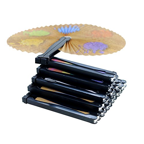 ISusser Folding Fan Assortment (24ct) - Paper with Plastic Handle - New - Thumbnail 2