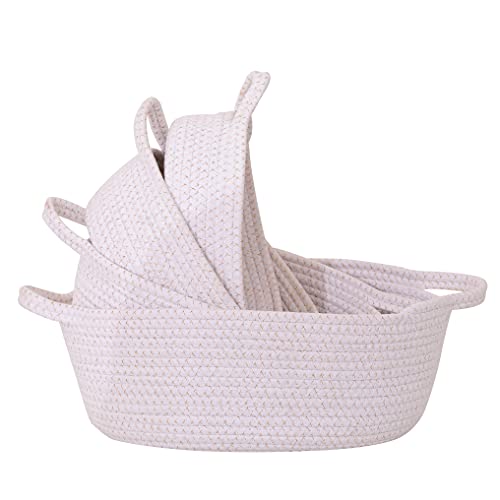 Woven Storage Basket Set of 4 Cotton Rope Nesting Baskets Gift Basket Laundry Baskets Woven Baskets for Storage Cube…