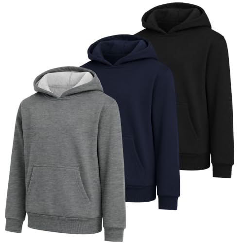Cooraby 3 Pack Boys Fleece Hoodies Basic Pullover Sweatshirts for Teens at Amazon