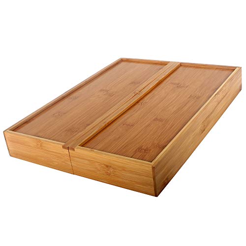 G-LEAF Bamboo Expandable Cutlery Tray Utensil Flatware, Tray Drawer Organizer