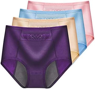 KINLOU Women's Menstrual Period Panties - Soft Postpartum Knickers Leakproof Protective Cotton Briefs with Hidden Pocket Place for Warmer Pad