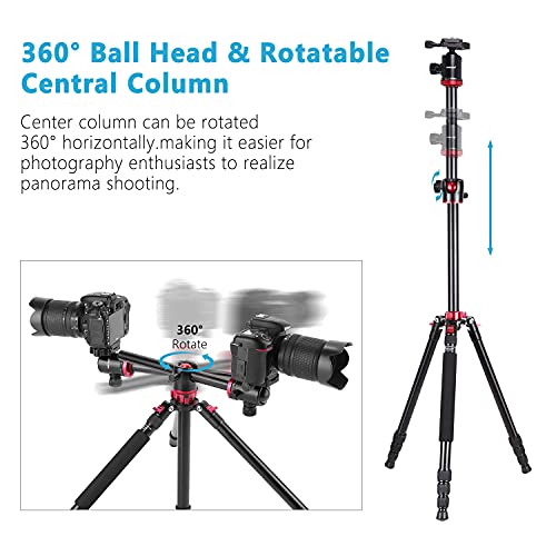 NEEWER Camera Tripod Monopod with Rotatable Center Column for Panoramic Shooting, Aluminum Alloy
