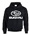 Subaru White Logo on Black Hooded Sweater / Sweatshirt (Hoodie) - SIZE LARGE