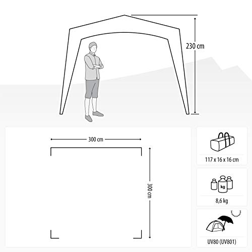 Qeedo Quick Space Camping Pavillon (3x3m) mit UV-Schutz (UV80) & Dark-Coating - windstabil, schneller Aufbau, 8 Personen… – Bild 3