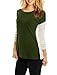Allegra K Women Color Block Side-Slit Paneled Slim Fit Ribbed Top Green M