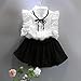 FEITONG Girls Stripe Shirt Chiffon Culottes 2 Pieces Set Clothes Skirt Suit (Age:3-4Y) White