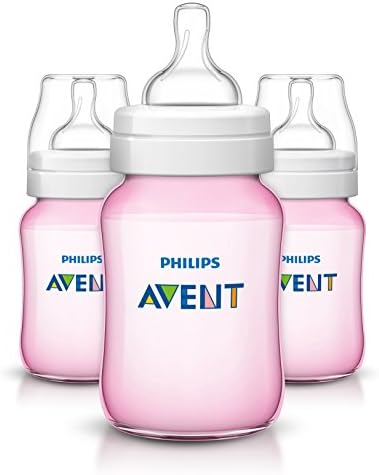 Philips AVENT Classic Plus BPA Free Polypropylene Bottles, Pink, 9 Ounce (Pack of 3)