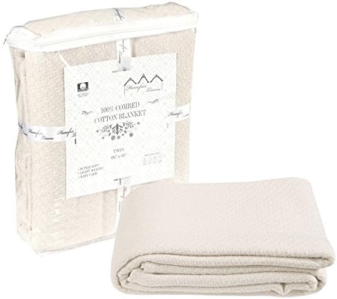 100% Premium Soft Cotton Blanket - King Blanket - Thermal Blankets - Soft Cozy &amp; Warm Cotton Blankets - Throw Blankets For Couch - King Size Bed Blankets - Ivory King Cotton Blanket By HOMEFAIR LINENS