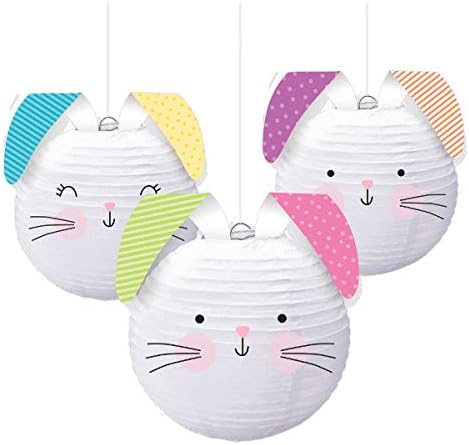 Amazon Com Amscan Multicolored Bunny Shaped Paper Lanterns 3 Ct