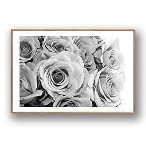 Framed Canvas Wall Art for Living Room, Bedroom Grey Rose Flowers Canvas Prints for Modern Home Decoration Ready to Hang - 16"x24" inches