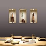 The Nisha Art Magic 3D Vinyl Removable Wall Sticker Decals DIY, Set of 3, Brown Vases