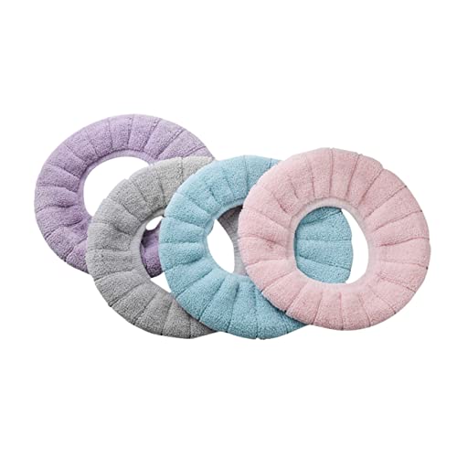 OUNONA 4pcs Warm Comfortable Thicken Toilet Seat Cover Washable Stretchable Pads Lint U-Shape