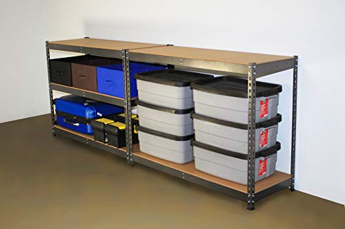 MonsterRax 18”x48”x72” Modular Garage Shelving – Hammertone Steel Storage Rack – 300 Pounds Per Shelf – 5-Tier Shelves/Work Bench (18x48x72)