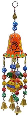 Raaya Decorative Kalash Design with Good Sound of Bells, Wind Chimes for Balcony, Home Positive Energy, Pack of 1 (Multi Colour@1)