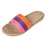 Urban CoCo Unisex Striped Linen Skidproof House Slippers