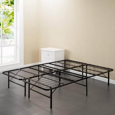 Spa Sensations 12 Contact Points Steel Smart Base Rock Solid Support Stability Metal Bed Frame Black 14 Inches High, Queen