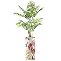 SIGNWIN Areca Palm Tree with Yellow and Pink Illustrated Magnolia Flower Vase Floral Plants Minimalism Zen Dramatic Multicolor Ultra for Living Room, Bedroom, Office - X-Large 5 Feet (60