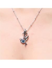 Collar de cristal de circonita cúbica con diseño de delfines de juego feliz bañado en oro blanco rígido, joyería de moda para mujer