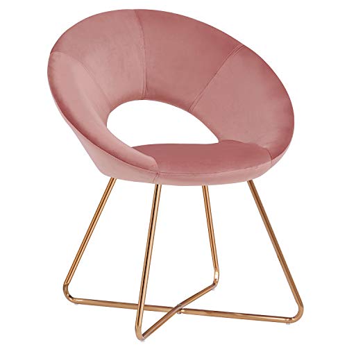 Duhome Vanity Chairs/Stool,Pink Modern Makeup Dressing Stool Padded Upholstered Accent Chair with Metal Legs Easy Assembly - Thumbnail 3