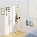 BAMEOS Bamboo Tree Coat Rack Stand- Easy Assembly NO Tools Required - 3 Adjustable Sizes Free Standing Coat Rack, Coat Hanger Stand for Clothes, Suits, Accessories(8 Hooks,Natural Color)