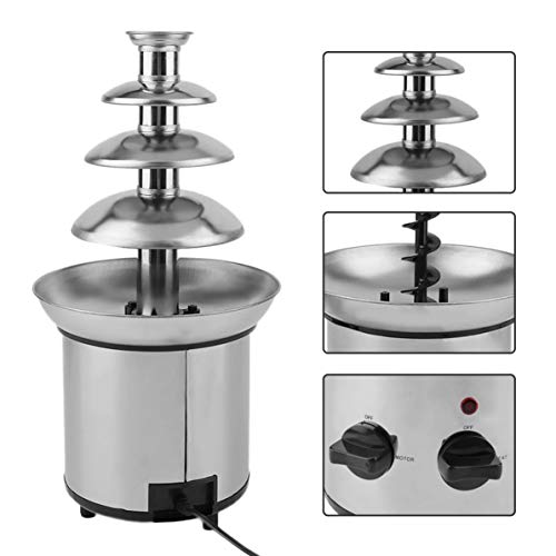 4 Tiers Commercial Stainless Steel Event Wedding Children Birthday Home Chocolate Fondue Waterfall Fountain Machine US Plug