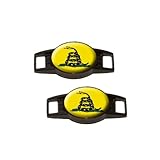 Gadsden Don't Tread On Me Flag - Tea Party - Shoe Sneaker Shoelace Charm Decoration - Set of 2 - Black