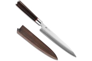DongSunZuo High Carbon Steel 7-12 inch Yanagiba, Salmon Knife, Sashimi Knife Filleting Knives Solid Wood Knife Handle, 70Cr15