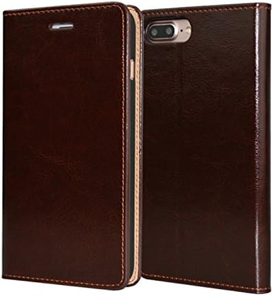 HIMIMASY Luxury Genuine Leather Handmade Flip Case For Iphone7 Plus(5.5 Inch) With Wallet,Card Slot and Stand Function (Brown)