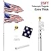 Gientan 25FT Telescopic Flag Pole, Extra Thick In-ground Aluminum Flagpole Kit with 3x5 US Flag and Golden Ball Top, for Commercial Residential Outdoor Use, Fly 2 Flags