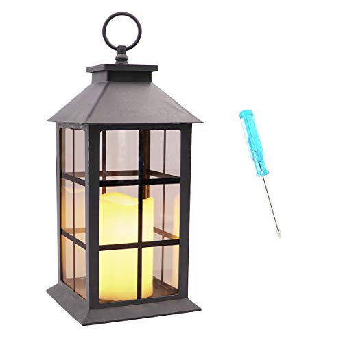 Decorative Candle Lanterns for Indoor 14" Hanging Black Lanterns with Flameless Candle Battery Operated Tabletop Led Light