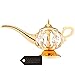 Matashi 24K Gold Plated Highly Polished Aladdin Magic Genie Lamp Ornament Showpiece for Home Decoration Made with Genuine Crystals Gift for Christmas Thanksgiving