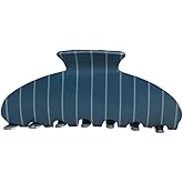 Almere Hair Claw Clip, Striped and Camo Pattern, Women's Hair Accessories for Thick or Thin Hair, 4 inch No-Slip (Blue Thin Stripe)