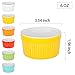 6 Ounce Porcelain Souffle Dishes, Ramekins For Baking, Creme Brulee Dishes, Ceramic Pudding Cup For Jams, Ice Cream and Desserts, Six Colours, Set of 12