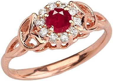Precious 14k Rose Gold Diamond and Ruby Engagement/Proposal Ring