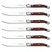 Laguiole by Hailingshan Steak knives Serrated Edge Sharp Light Premium Dishwasher Safe Stainless Steel knife set of 6 wood handle with Gift Box