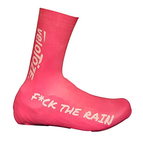 veloToze (Pink FCK The Rain, Large (EU 43-46) Tall Road Cycling Shoe Cover