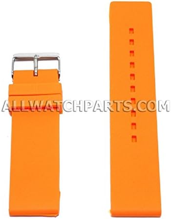 22mm Flat Orange Silicone Rubber Watch Strap
