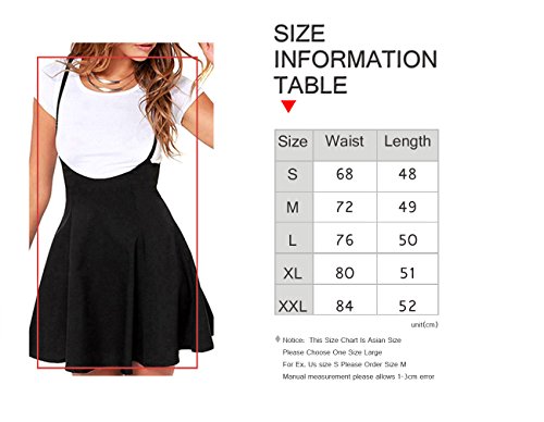 Womens Suspender Skirts Dress Basic High Waist Versatile Flare