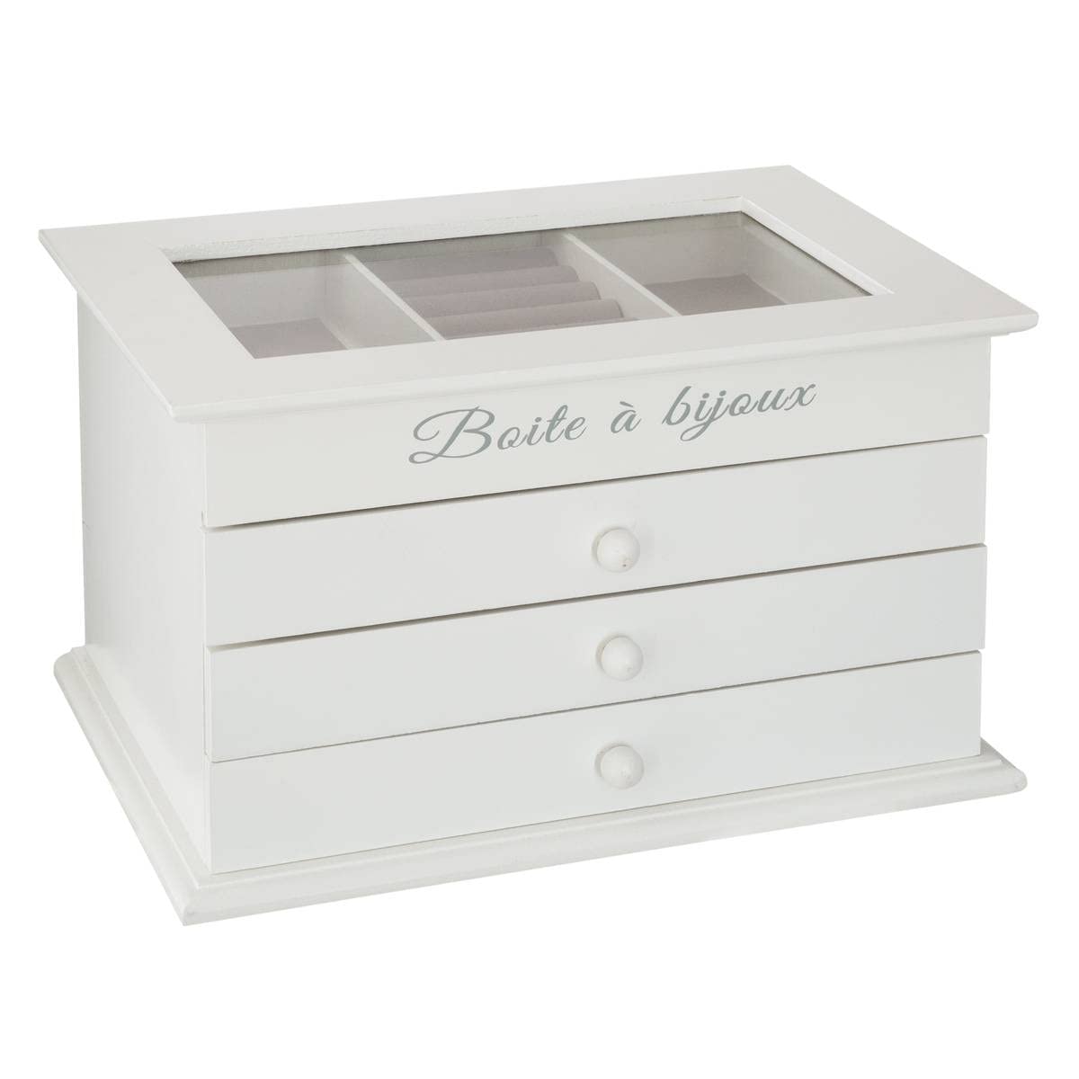 Box Jewelry 3 Drawers White