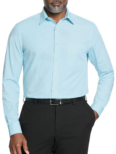 Van Heusen Men's Dress Shirt Regular Fit Poplin Solid, Mist, 17.5" Neck 32"-33"…