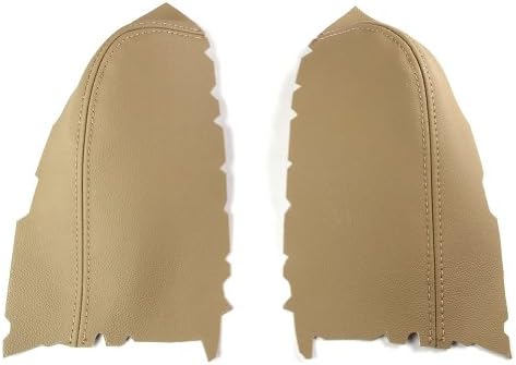 SunAutobuy Real Leather Tan 2pcs armrest door panel cover case For 2009-2013 Honda Pilot